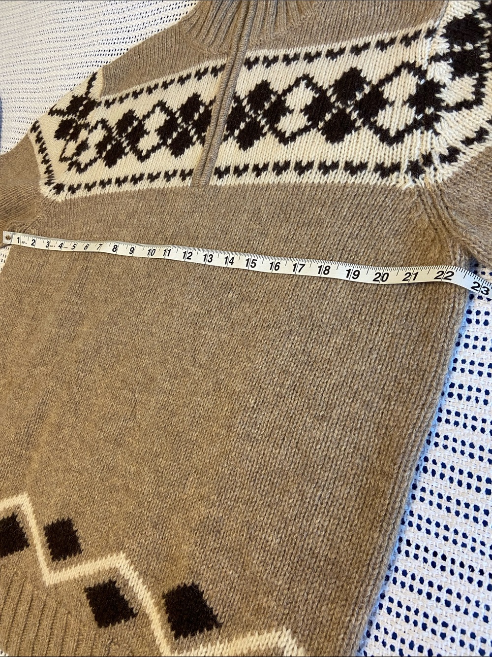 L.L.Bean 100% Shetland lambs wool quarter-zip Mens sweater Outdoors Size Large - Picture 9 of 9